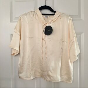 mittoshop Short-Sleeve Hoodie, Cream, Ivory, Size S